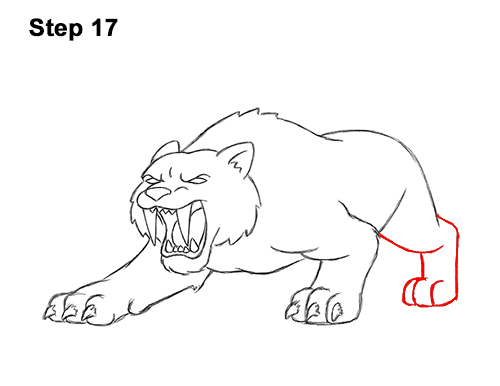 How to Draw a Cartoon Saber-toothed Tiger Cat 17