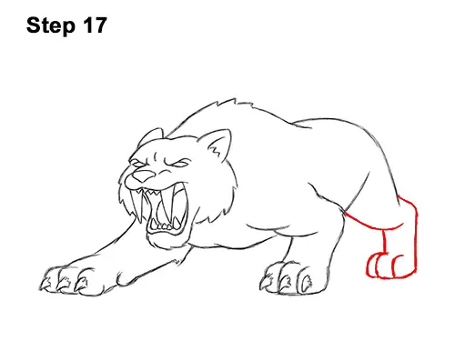 How to Draw a Cartoon Saber-toothed Tiger Cat 17