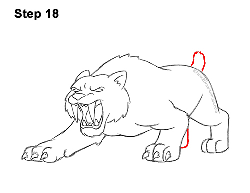 How to Draw a Cartoon Saber-toothed Tiger Cat 18