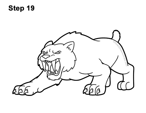 How to Draw a Cartoon Saber-toothed Tiger Cat 19