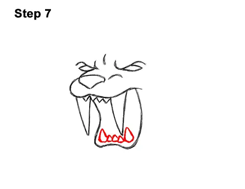How to Draw a Cartoon Saber-toothed Tiger Cat 7
