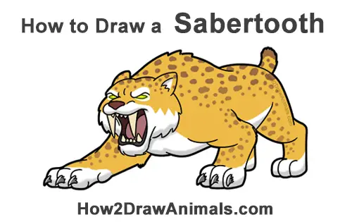 How to Draw a Cartoon Saber-toothed Tiger Cat