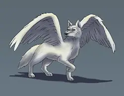 Special Digital Drawing Winged White Wolf