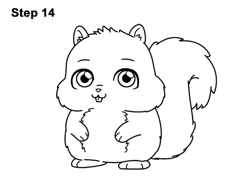 How to Draw Cute Cartoon Squirrel Chibi 14