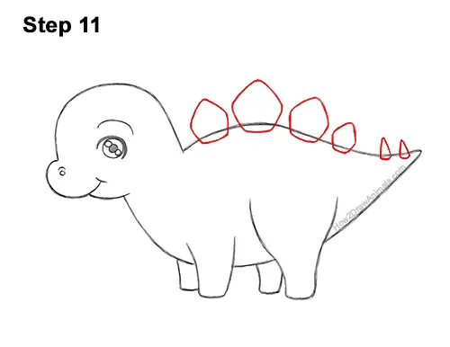 How to Draw a Cute Cartoon Stegosaurus Dinosaur Chibi Kawaii 11