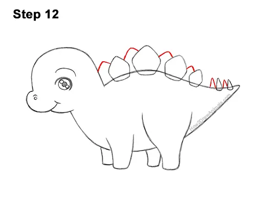 How to Draw a Cute Cartoon Stegosaurus Dinosaur Chibi Kawaii 12