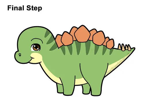 How to Draw a Cute Cartoon Stegosaurus Dinosaur Chibi Kawaii