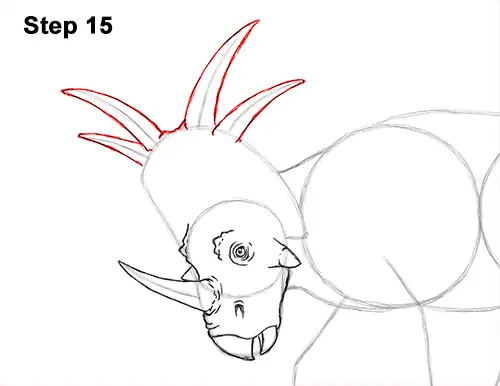 How to Draw Styracosaurus Dinosaur Horns Charging 15
