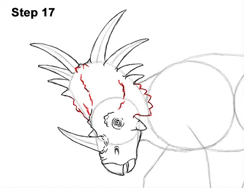 How to Draw Styracosaurus Dinosaur Horns Charging 17
