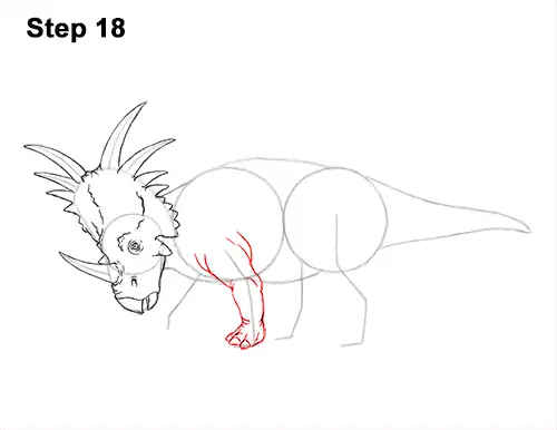 How to Draw Styracosaurus Dinosaur Horns Charging 18