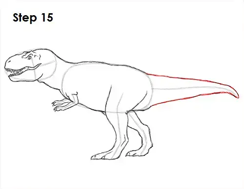 draw tyrannosaurus rex dinosaur 15 - Hướng dẫn cách vẽ khủng long bạo chúa đơn giản chi tiết có video