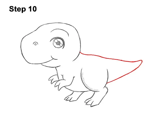 How to Draw a Cute Cartoon T. Rex Dinosaur Chibi Kawaii 10