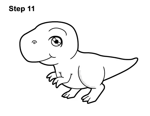 How to Draw a Cute Cartoon T. Rex Dinosaur Chibi Kawaii 11