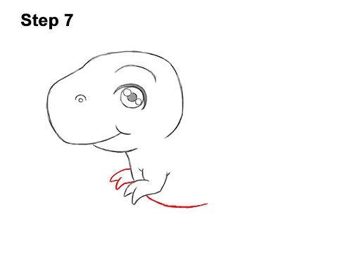 How to Draw a Cute Cartoon T. Rex Dinosaur Chibi Kawaii 7