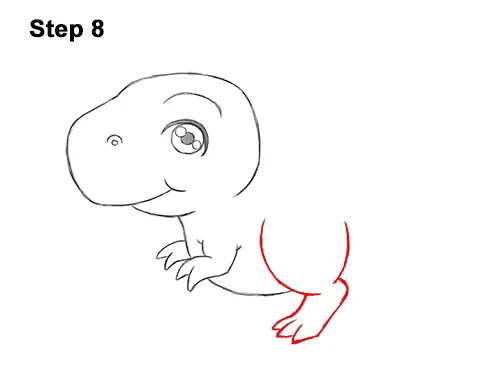 How to Draw a Cute Cartoon T. Rex Dinosaur Chibi Kawaii 8