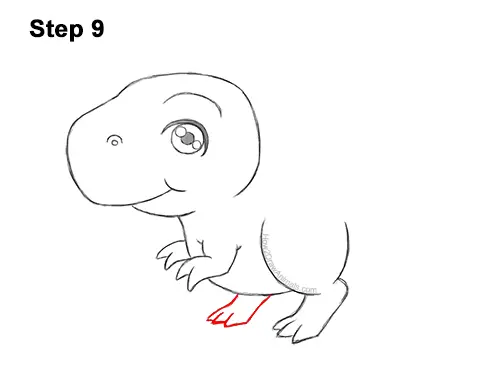 How to Draw a Cute Cartoon T. Rex Dinosaur Chibi Kawaii 9