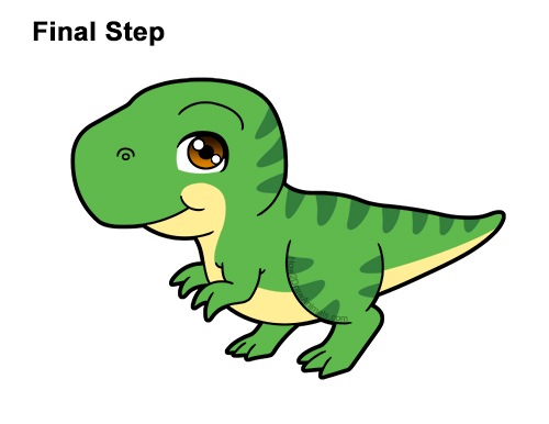 How to Draw a Cute Cartoon T. Rex Dinosaur Chibi Kawaii