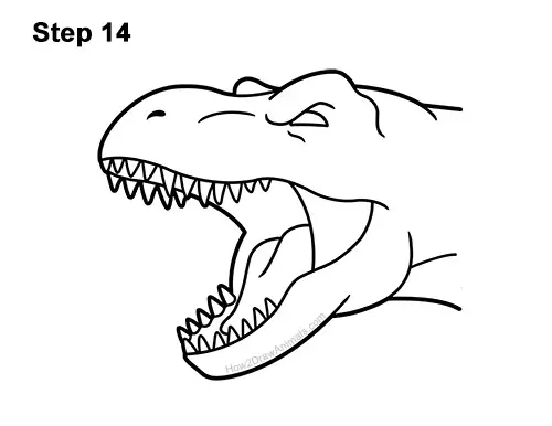 How to Draw a Tyrannosaurus rex Head Roaring 14