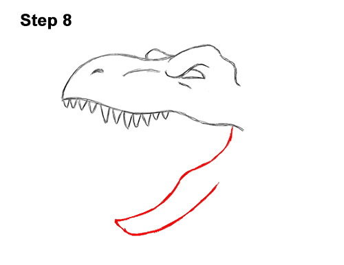 How to Draw a Tyrannosaurus rex Head Roaring 8