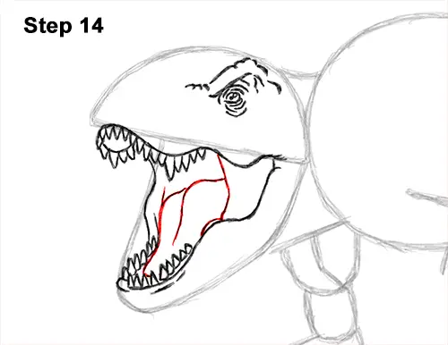 How to Draw a Tyrannosaurus Rex Dinosaur Roaring 14