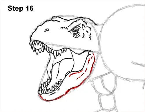How to Draw a Tyrannosaurus Rex Dinosaur Roaring 16