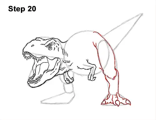 How to Draw a Tyrannosaurus Rex Dinosaur Roaring 20