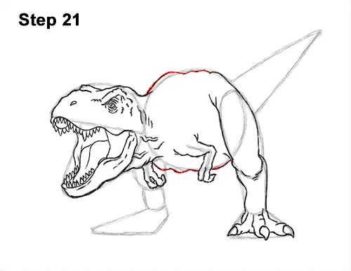How to Draw a Tyrannosaurus Rex Dinosaur Roaring 21