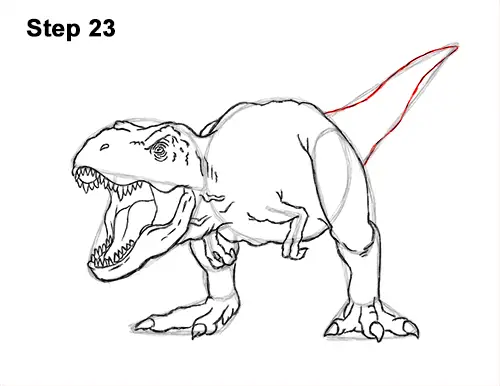 How to Draw a Tyrannosaurus Rex Dinosaur Roaring 23