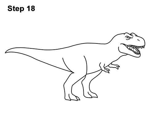 How to Draw Angry Cartoon Tyrannosaurus T. Rex Dinosaur 18