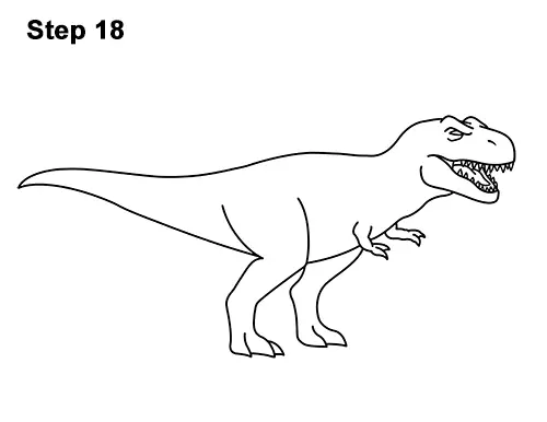 How to Draw Angry Cartoon Tyrannosaurus T. Rex Dinosaur 18