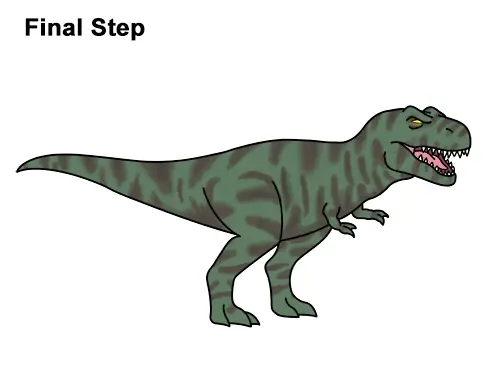 How to Draw Angry Cartoon Tyrannosaurus T. Rex Dinosaur