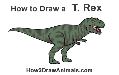 How to Draw Angry Cartoon Tyrannosaurus T. Rex Dinosaur