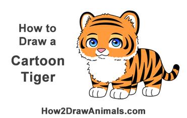 how to draw a cute easy tiger