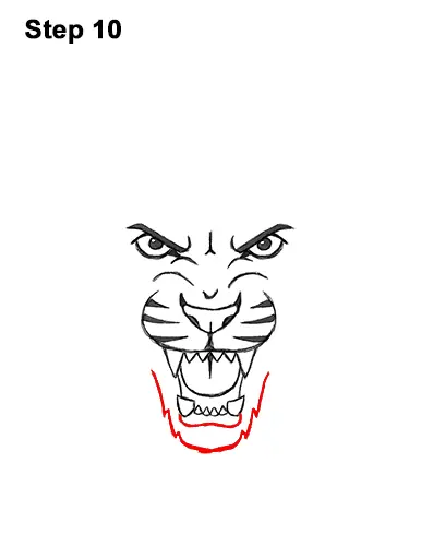 How to Draw Angry Roaring Cartoon Tiger Head 10