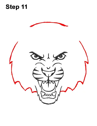 How to Draw Angry Roaring Cartoon Tiger Head 11