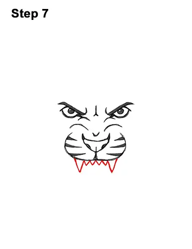 How to Draw Angry Roaring Cartoon Tiger Head 7