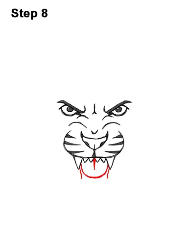 How to Draw Angry Roaring Cartoon Tiger Head 8