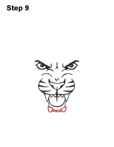 How to Draw Angry Roaring Cartoon Tiger Head 9