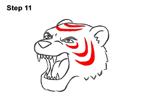 How to Draw Cartoon Tiger Roaring 11