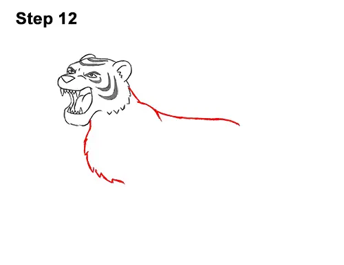 How to Draw Cartoon Tiger Roaring 12