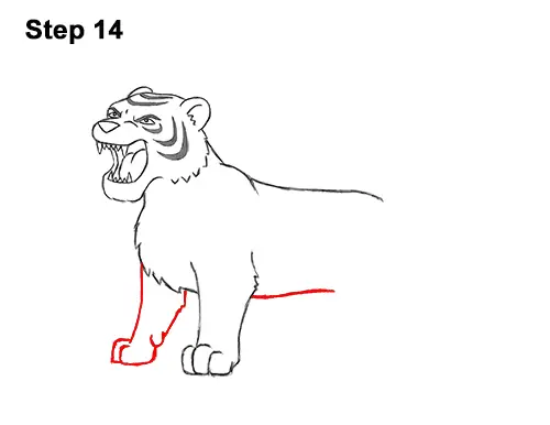 How to Draw Cartoon Tiger Roaring 14