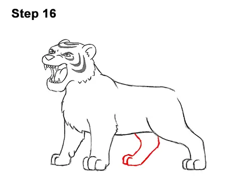 How to Draw Cartoon Tiger Roaring 16