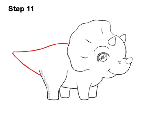 How to Draw a Cute Cartoon Triceratops Dinosaur Chibi Kawaii 11