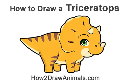 How to Draw a Cute Cartoon Triceratops Dinosaur Chibi Kawaii