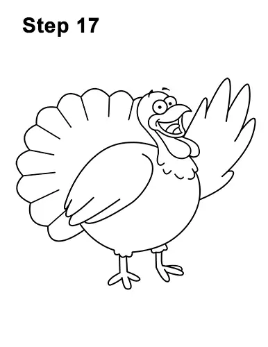 How to Draw a Thanksgiving Funny Turkey Cartoon 17