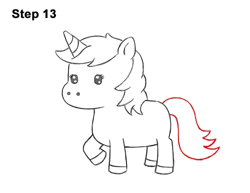 How to Draw Cute Cartoon Unicorn Pony 13