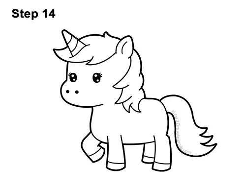 How to Draw Cute Cartoon Unicorn Pony 14
