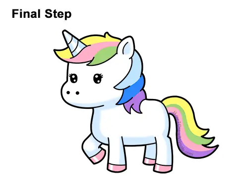 How to Draw Cute Cartoon Unicorn Rainbow Pony