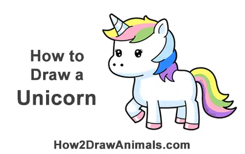 How to Draw Cute Cartoon Unicorn Pony Rainbow