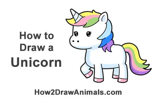 How to Draw a Unicorn (Cartoon) VIDEO & Step-by-Step Pictures